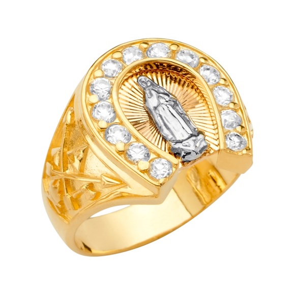 14K Yellow Gold CZ Men's Ring